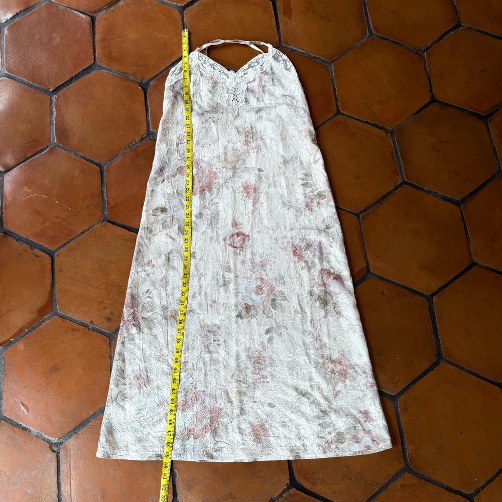 Vintage 1980s Nightgown Chemise Slip Dress Floral Lace Satin Going Out Large L - Picture 8 of 9